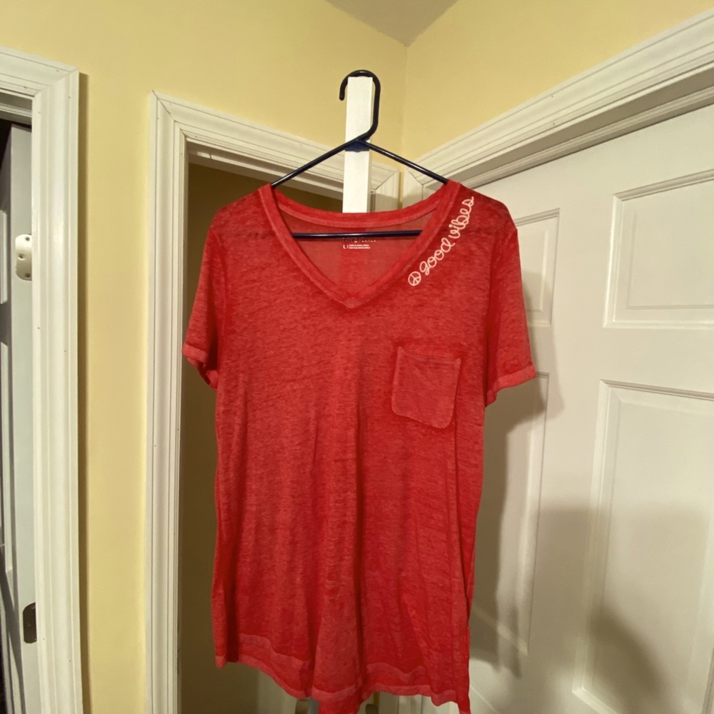 NEW ( no tags) red good vibes top